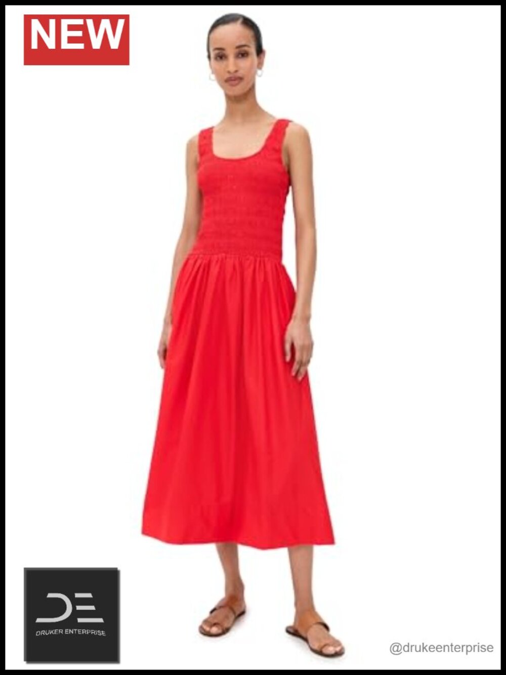 Pistola Alessia Smocked Midi Dress Fit & Flare Sleeveless